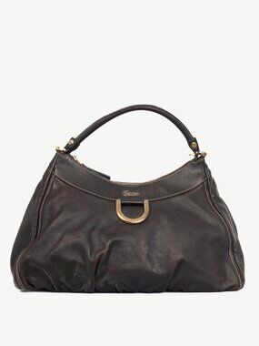 Gucci Brown Leather D-Gold Large Hobo